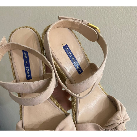 Stuart Weitzman Pink Suede Espadrilles wrap ankle sz 9 - Picture 4 of 9